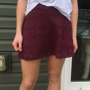 NEVER WORN Burgundy Lace Skater Skirt